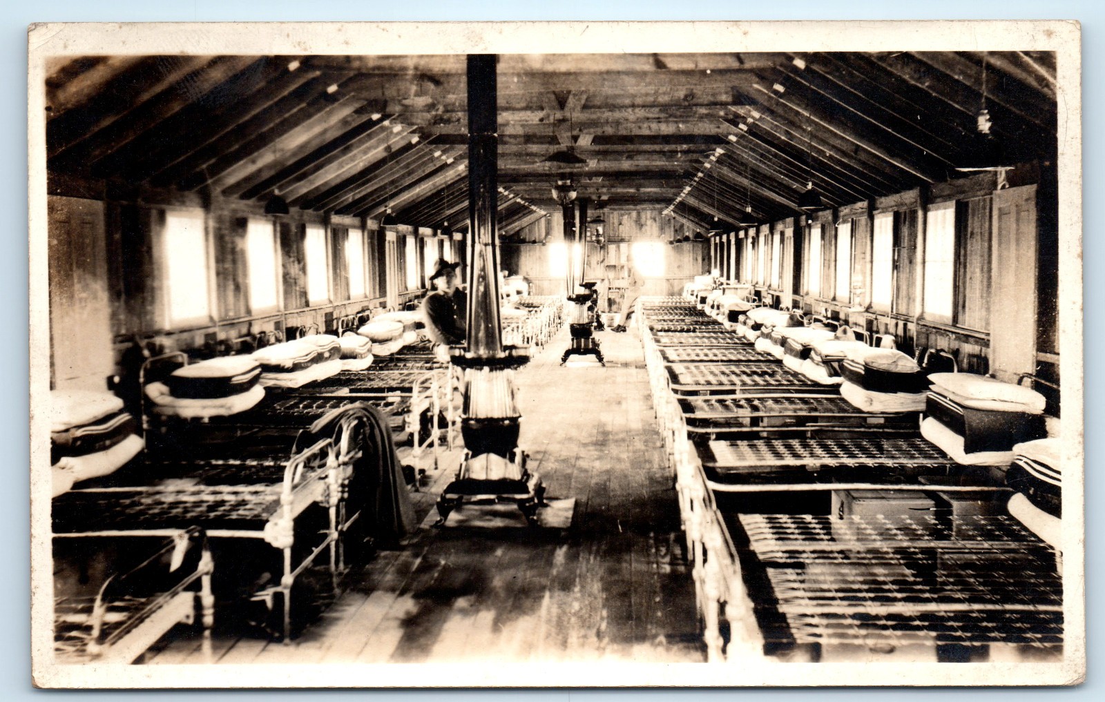 WWI Marine Bunk House Parris Island Real Photo Postcard RPPC USMC