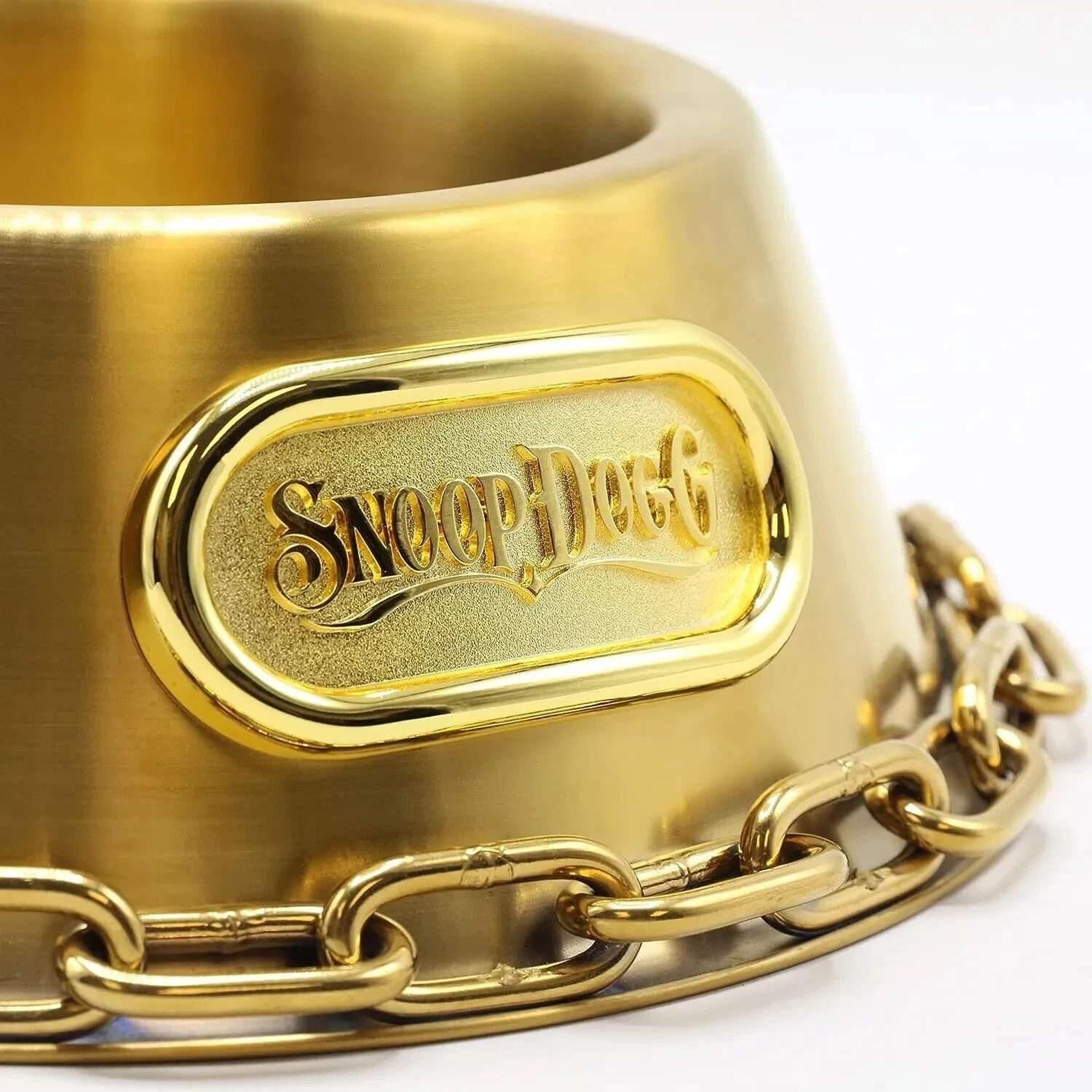 Snoop Doggie Dogg Off the Chain Deluxe Gold Pet Dog Food Bowl Large Feeding