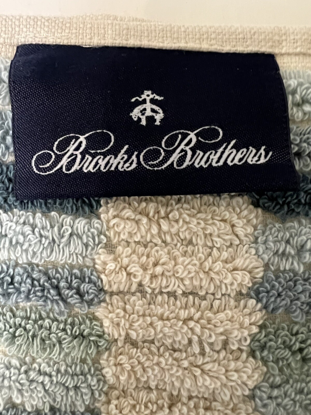 Brooks Brothers 2 Bath 2 Hand Premium Turkish Towel Set Tiles Ocean Blues Ecru
