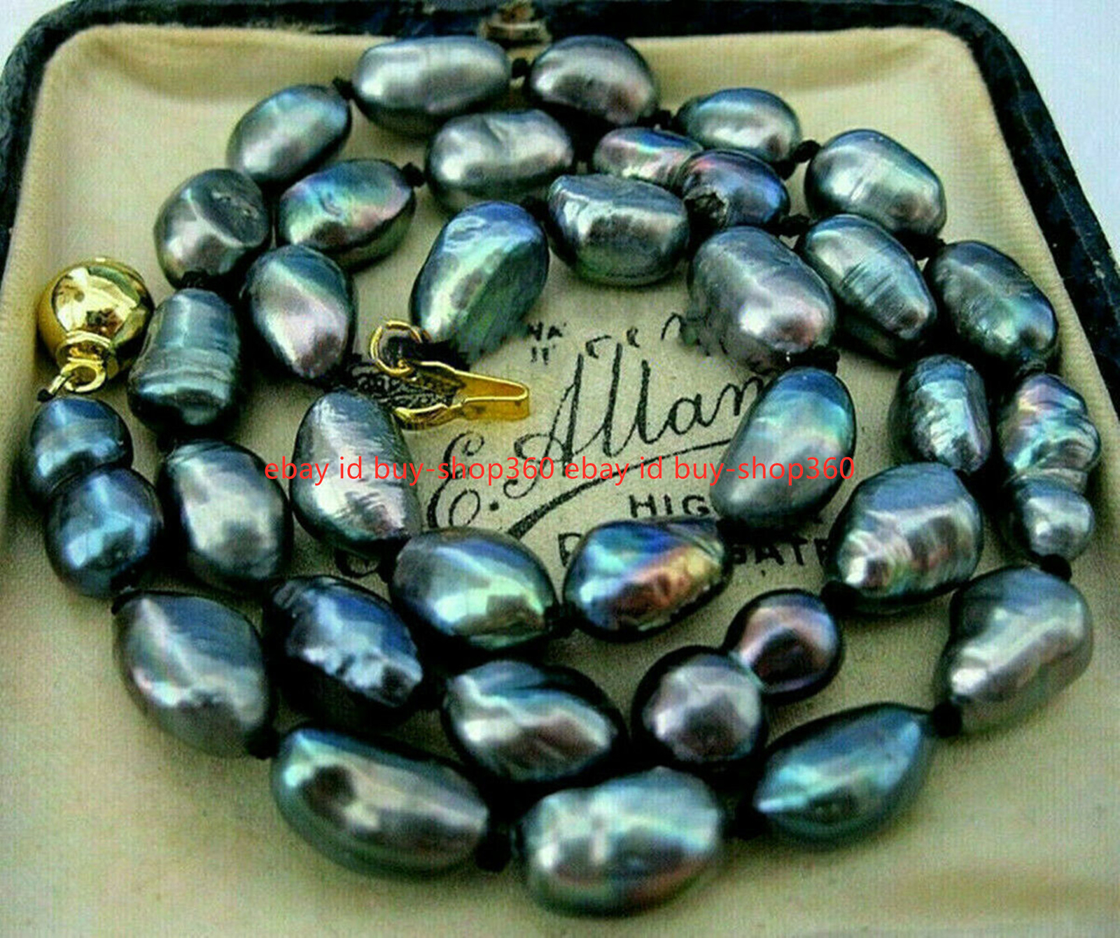 Real Natural 7-10mm Freshwater Baroque Tahitian Black Pearl Necklace 14-48''