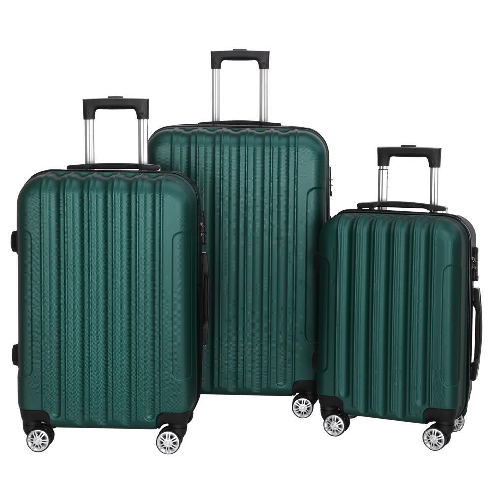 20" 24" 28" Luggage Travel Set ABS Trolley Hard Shell Suitcase w/TSA Lock Green
