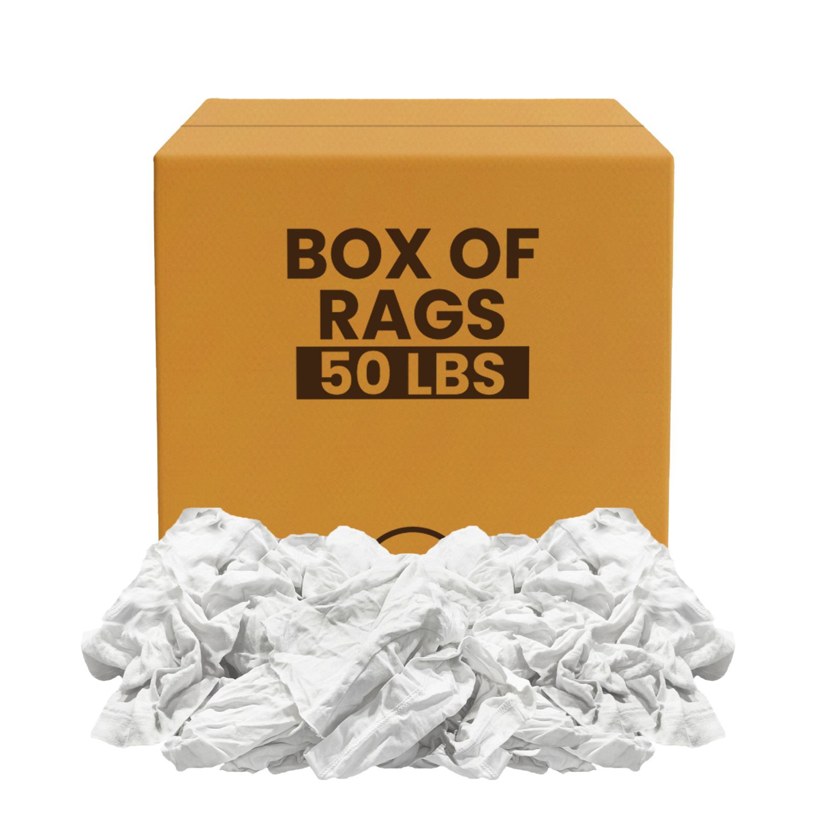 White Knit Rags 50 LB Box - T-Shirt Wiping Bulk Cleaning Cloths