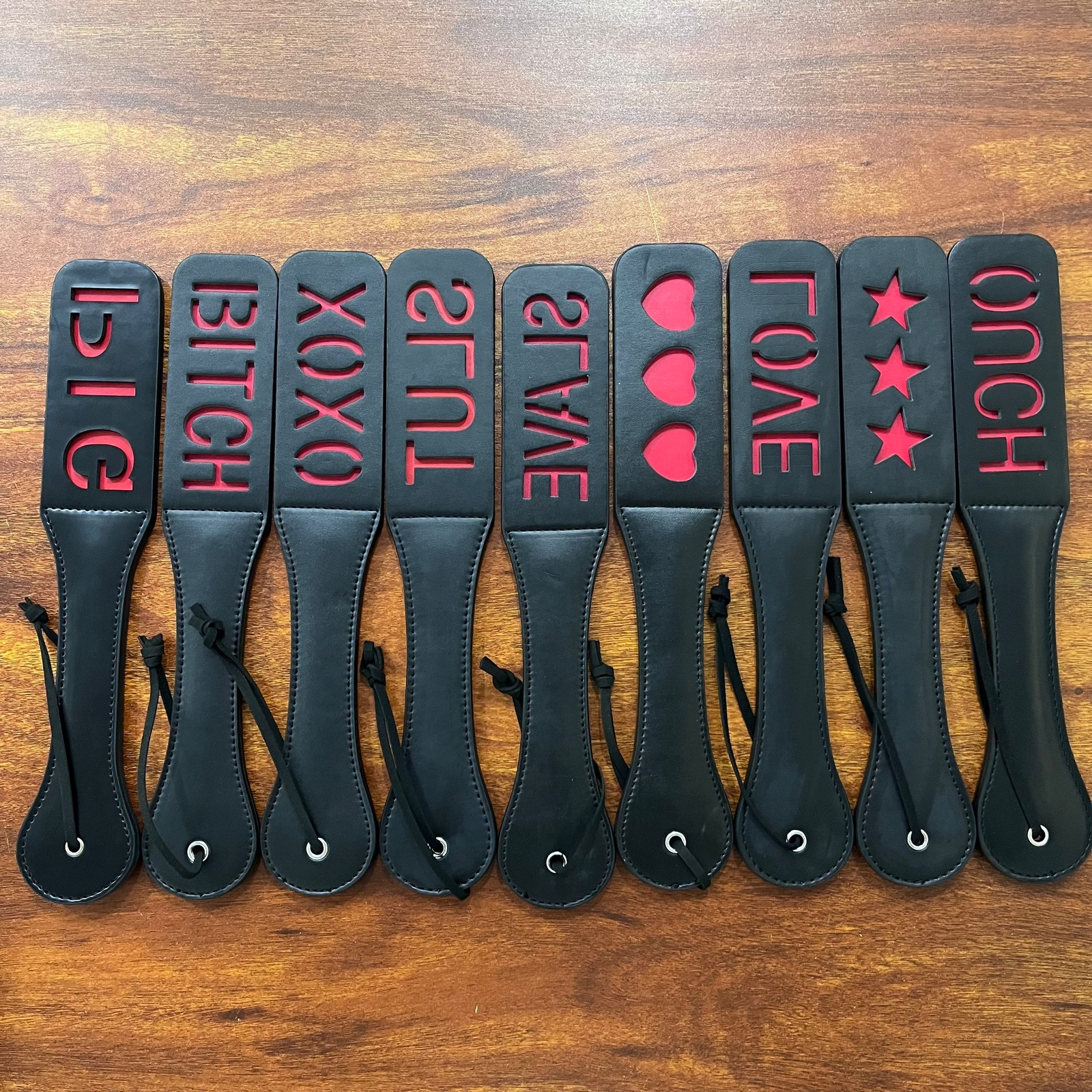 Double Layer PU Leather Flogger Whip Paddle Spanking Punishment Slave Restraints