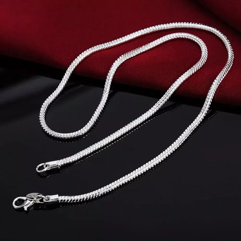 925 Sterling Silver Snake Chain Necklace 1MM 2MM 3MM Thin Dainty Chain 40-75CM