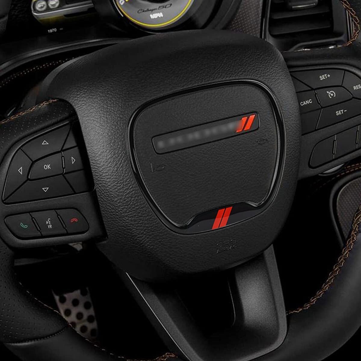 Auovo Steering Wheel Cover Trim for Dodge Charger Challenger 2015-2023 Black