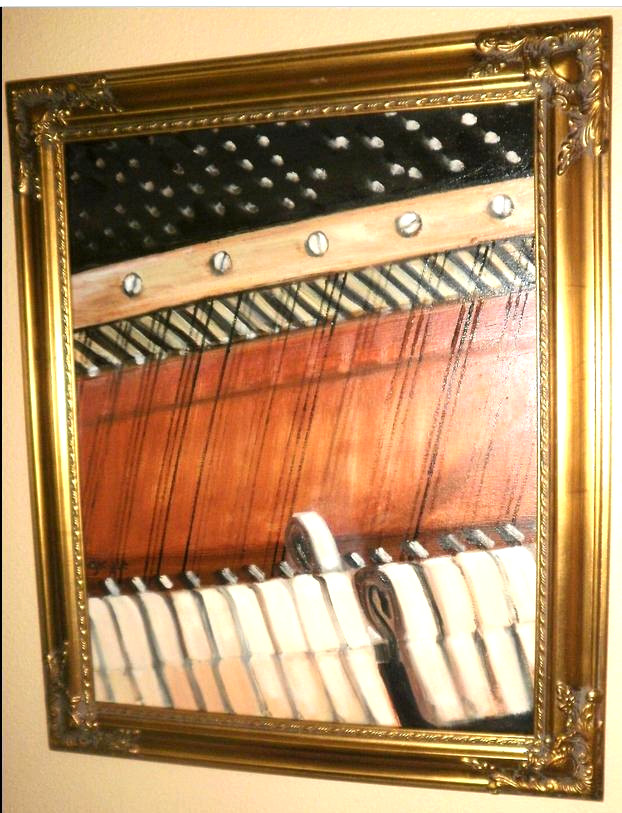 Piano Oil Painting Original 16x20 Pianist Musician Music Hammers & Strings