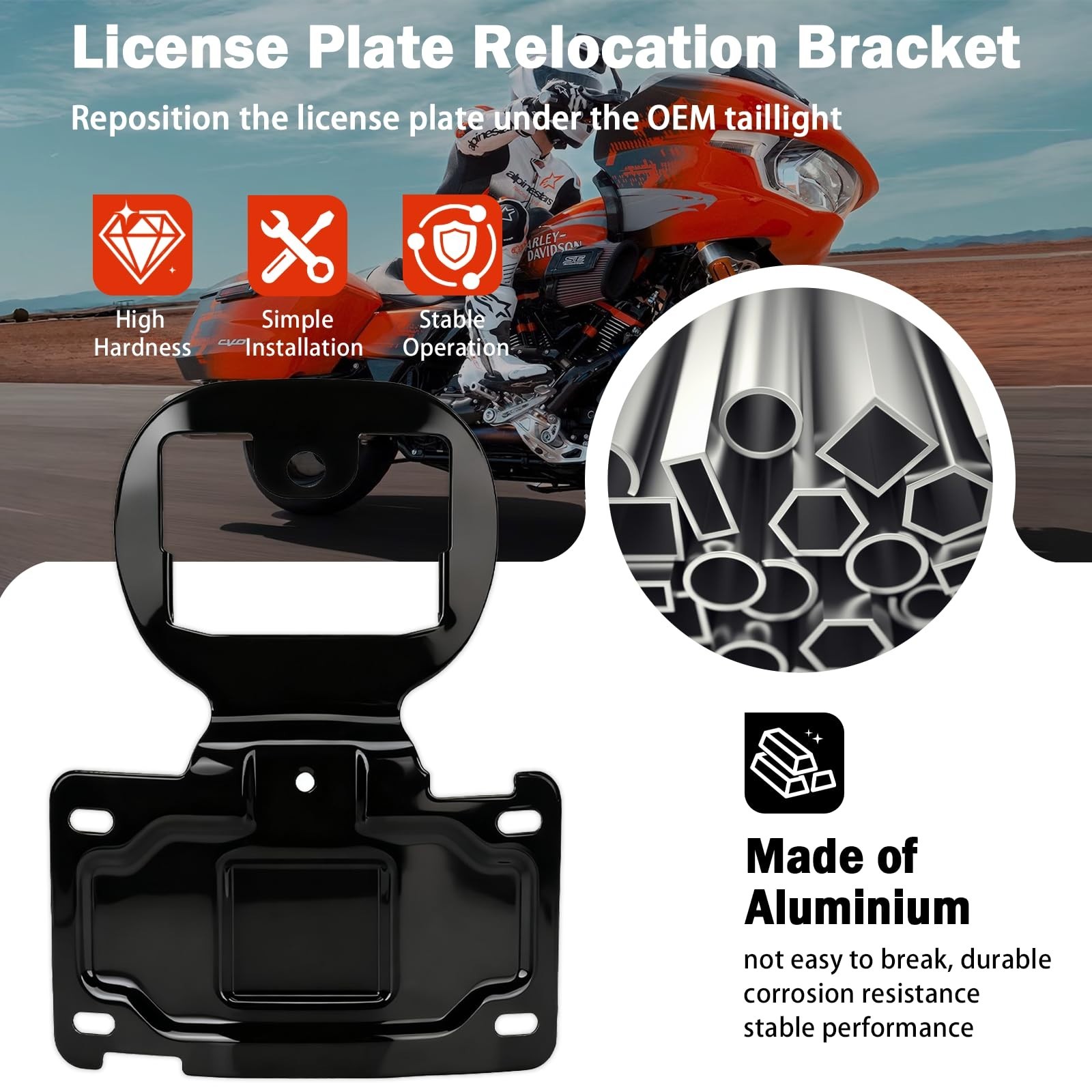 License Plate Relocation Bracket for Harley Electra Glide Ultra Limited CVO FL