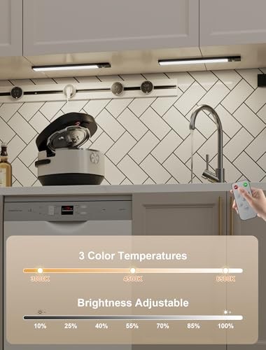 12inch Rechargeable Under Cabinet Lighting,56 LED -3 Color& 7 3PACK-12INCH