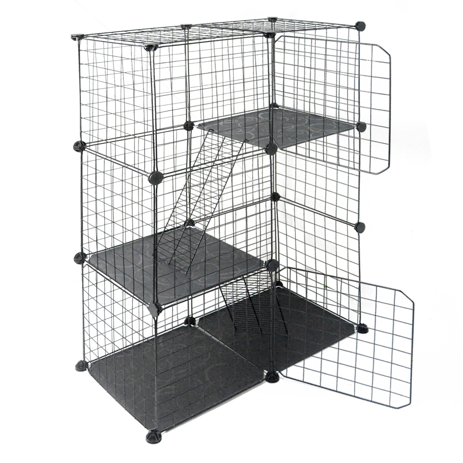 3 Tier Large Folding Collapsible Pet Cat Wire Cage For Indoor Outdoor Play Sleep