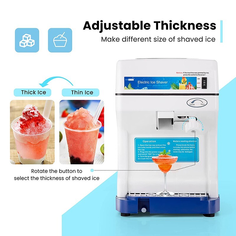 Electric Ice Crusher Shaver Shaving Snow Cone Maker Machine 265lbs/hr Commercia