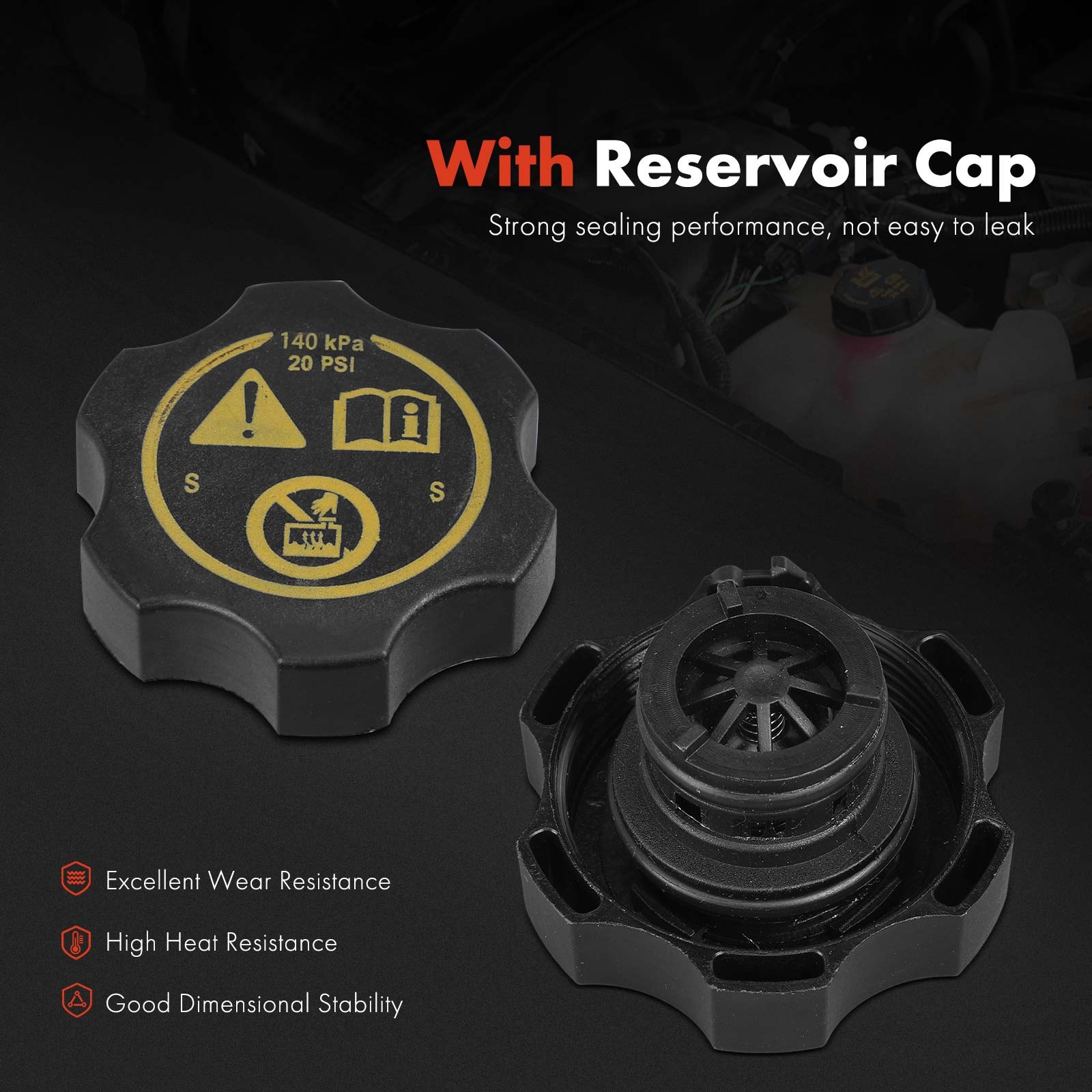 Coolant Reservoir Expansion Tank with Cap for Jeep Wrangler 2018-2024 Gladiator