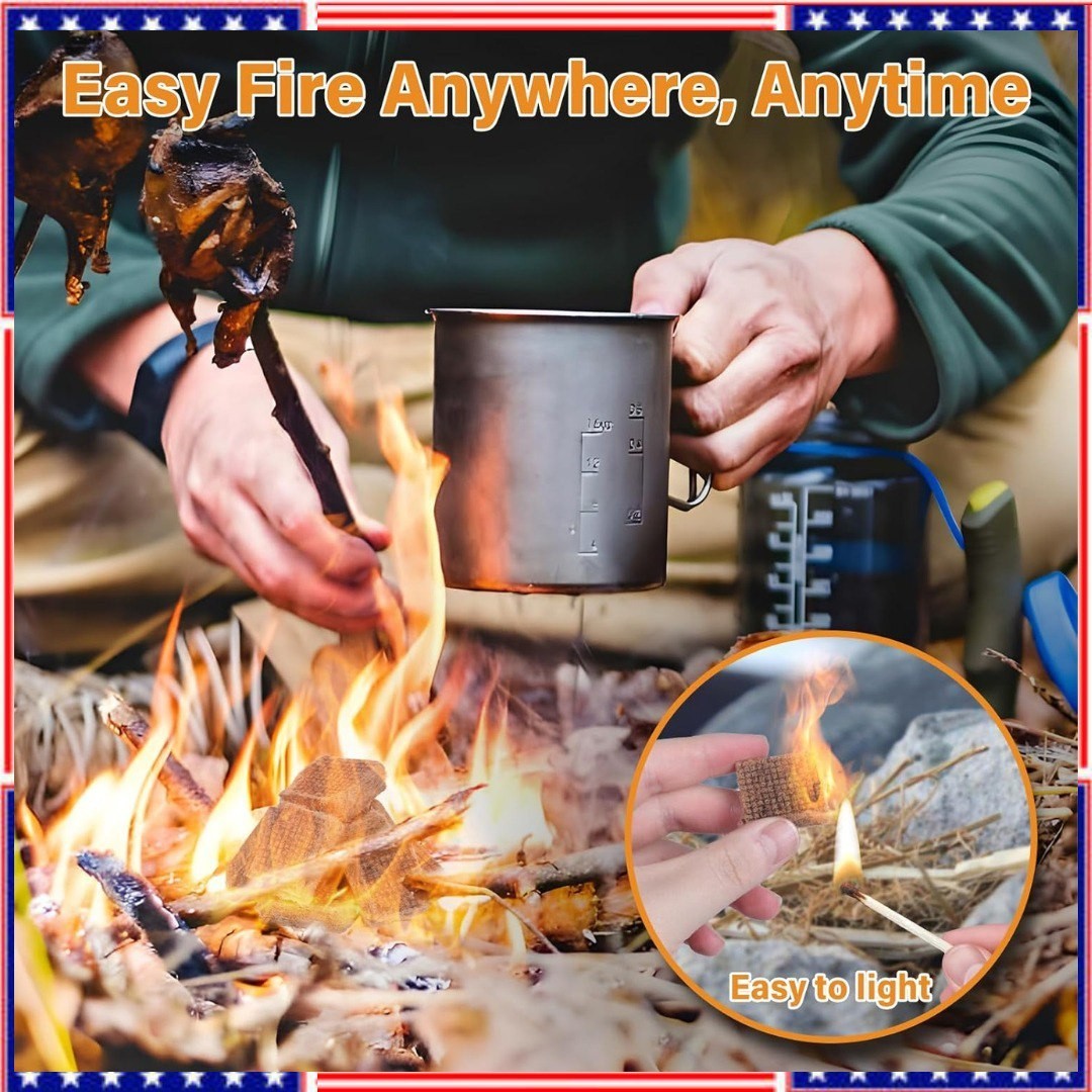 Fire Starter, Easy-Burning Fire Starter Squares for Wood Stoves, Campfires, Gril
