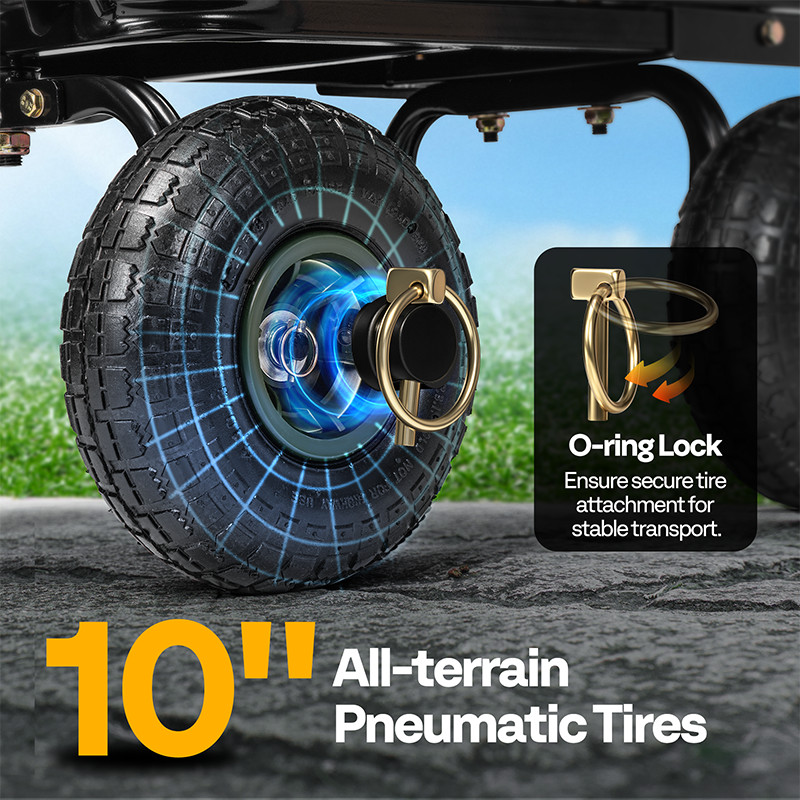 4 Cu.Ft 660lbs Wheelbarrow Garden Cart Dump Wagon Handle Attach to ATV Tractor