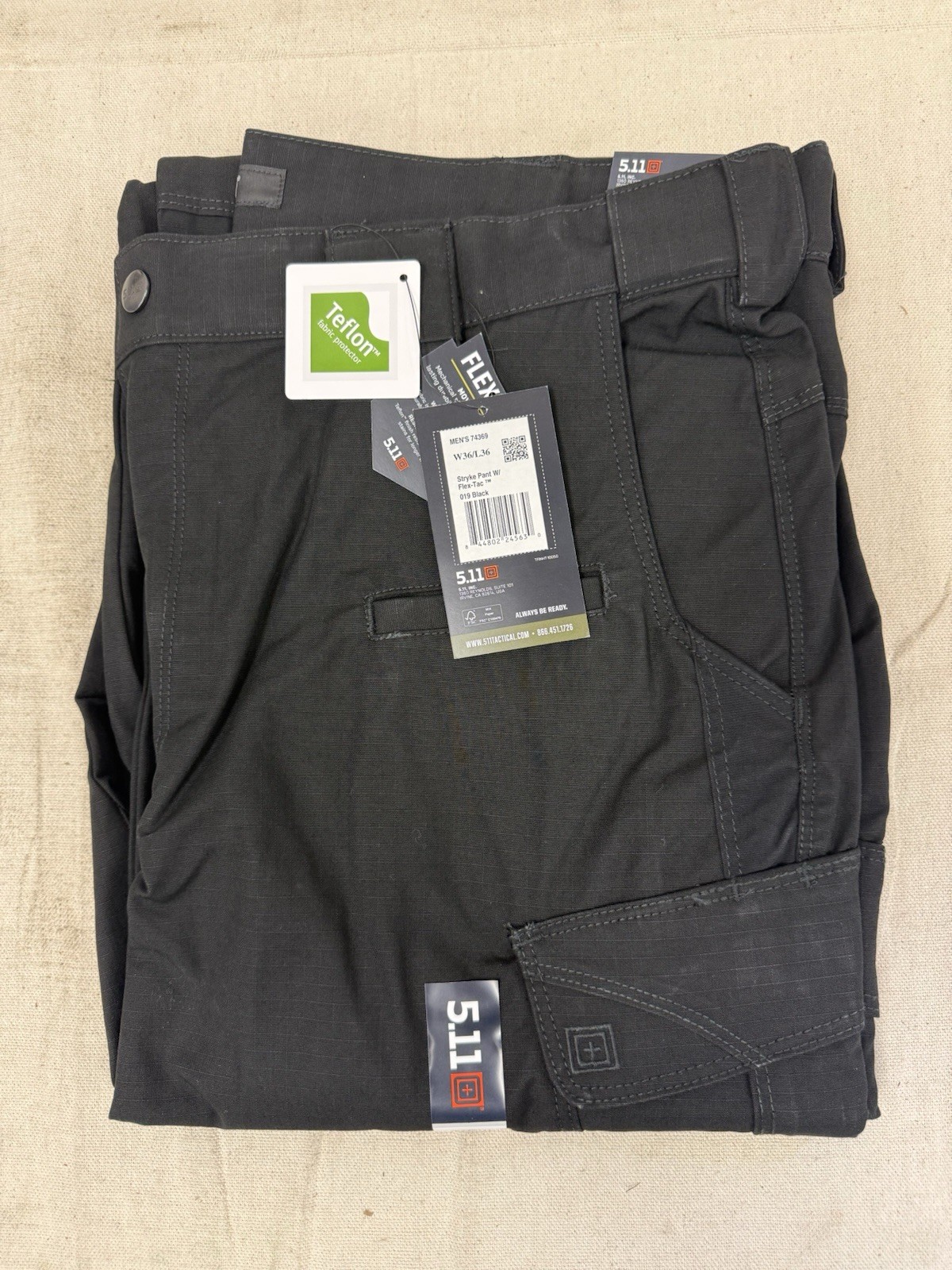 5.11 TACTICAL 74369 Tactical Pants 36x36 Regular Fit Black