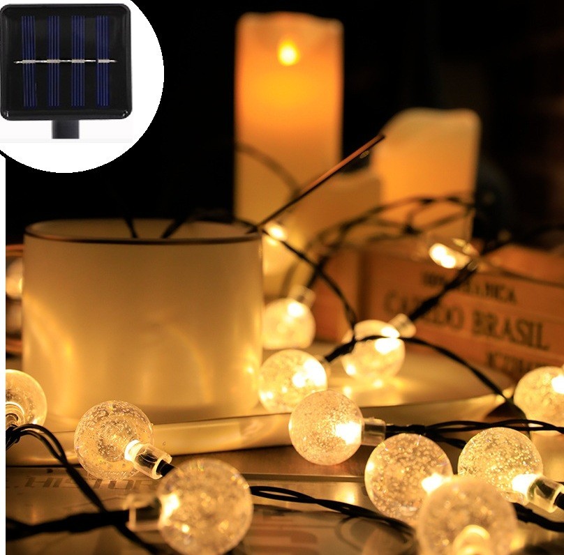 Solar String Light 30 LED Bulbs 21ft Patio Party Yard Wedding Waterproof Outdoor