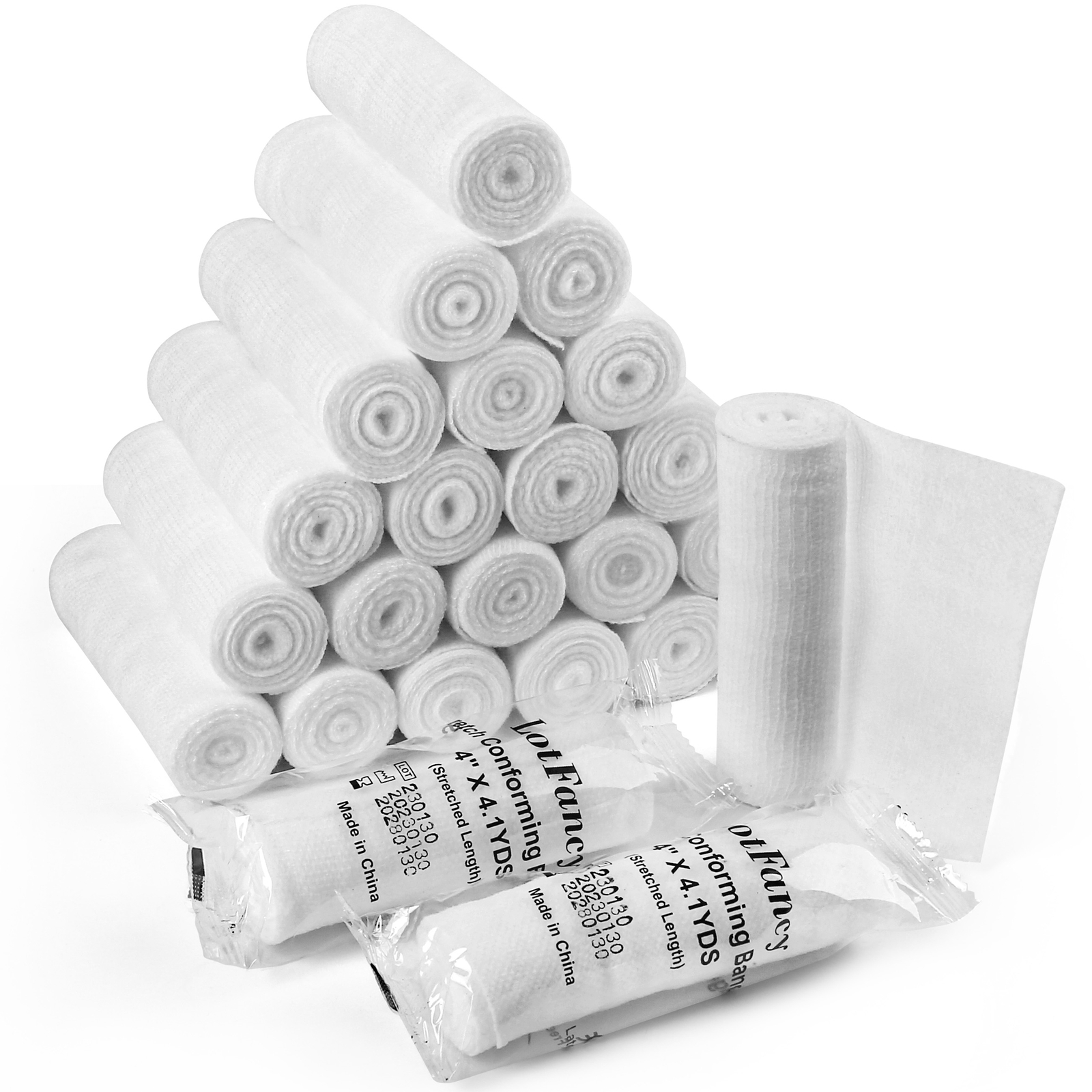 24 Pack Gauze Rolls 4" x 4.1 Yards Individually Wrapped First Aid Bandages