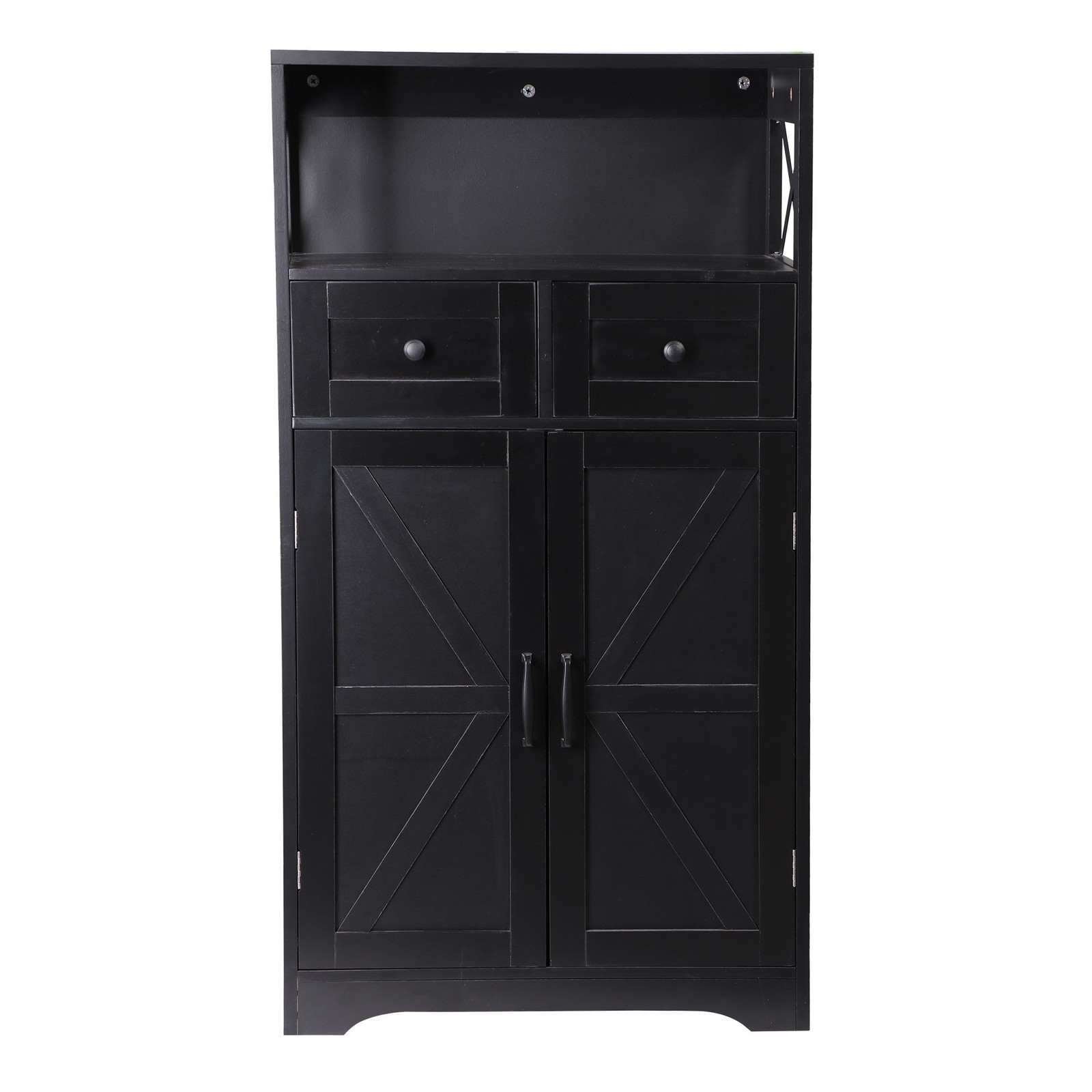 Black Storage Cabinet with Doors & Drawers Freestanding Kitchen Pantry Cabinet