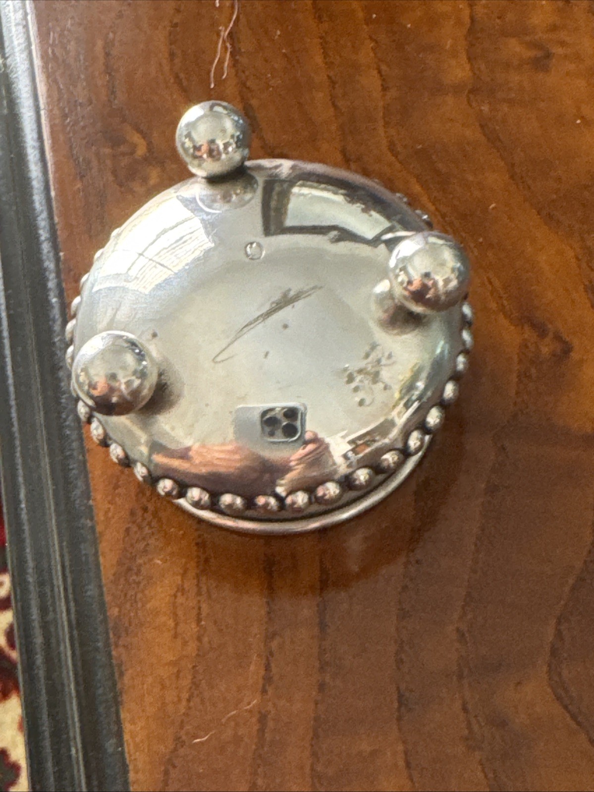 Silver Salt Cellar Beaded Rim ,Ball Footed With Sterling Salt Spoon