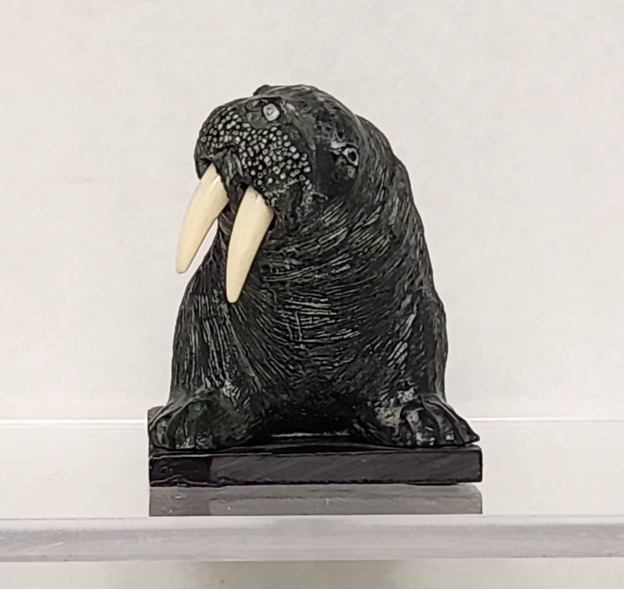 A Wolf Original Mounted Walrus Soapstone Sculpture Hand Made in Canada