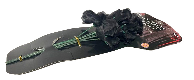 DEAD BLACK ROSES BOUQUET 7 Flowers Wednesday Costume Prop Prank Gag Joke Gift