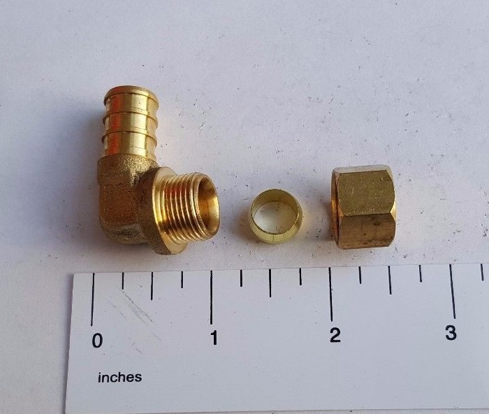 1 Piece 1/2" Pex X 3/8" OD Compression Elbow