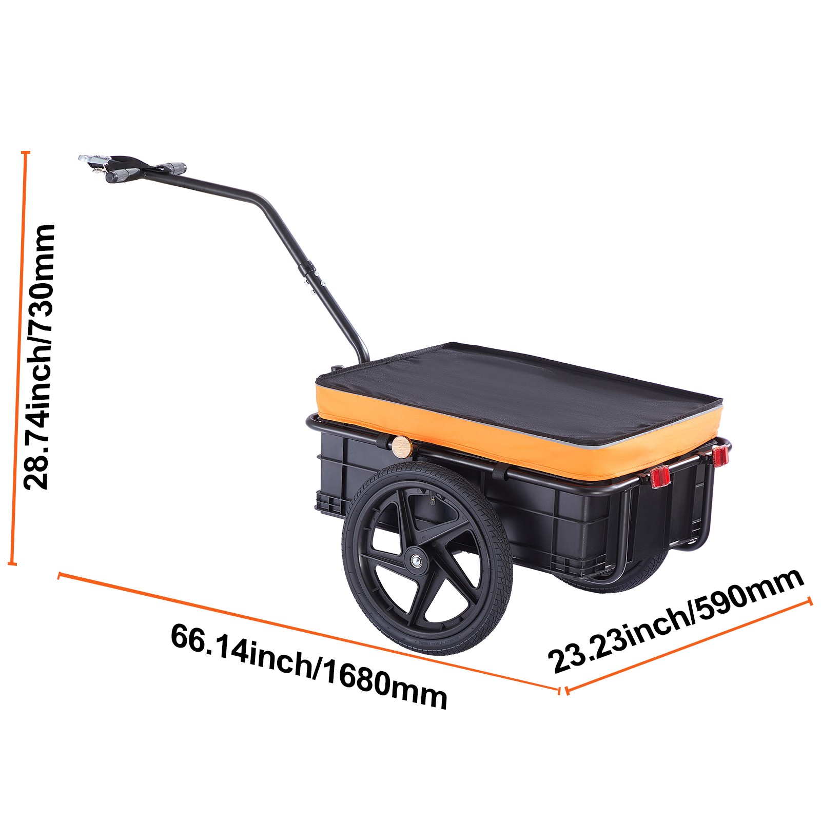 Bike Cargo Trailer Bicycle Carrier Storage Cart 88 lbs Load Carbon Steel