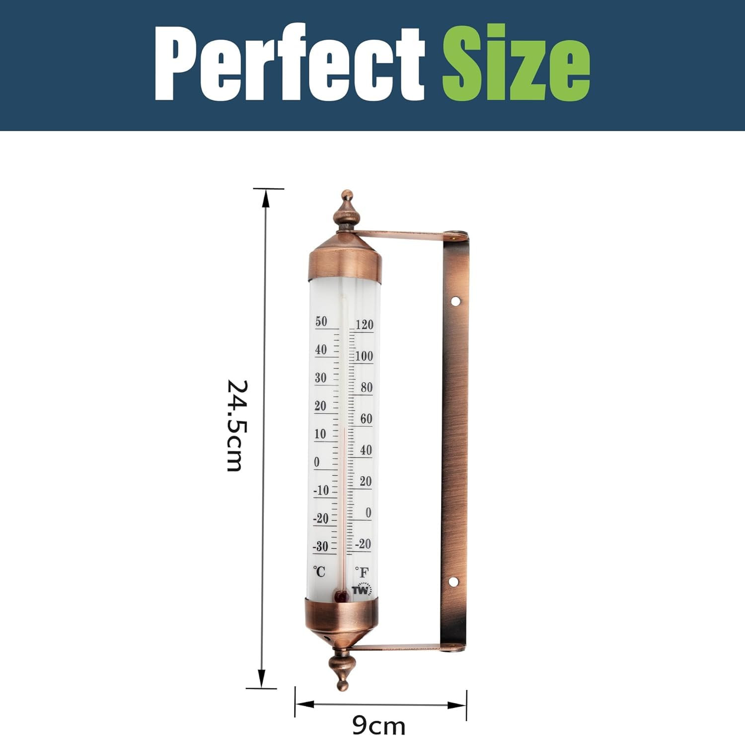 10 Inch Large Numbers Steel Outdoor Thermometer