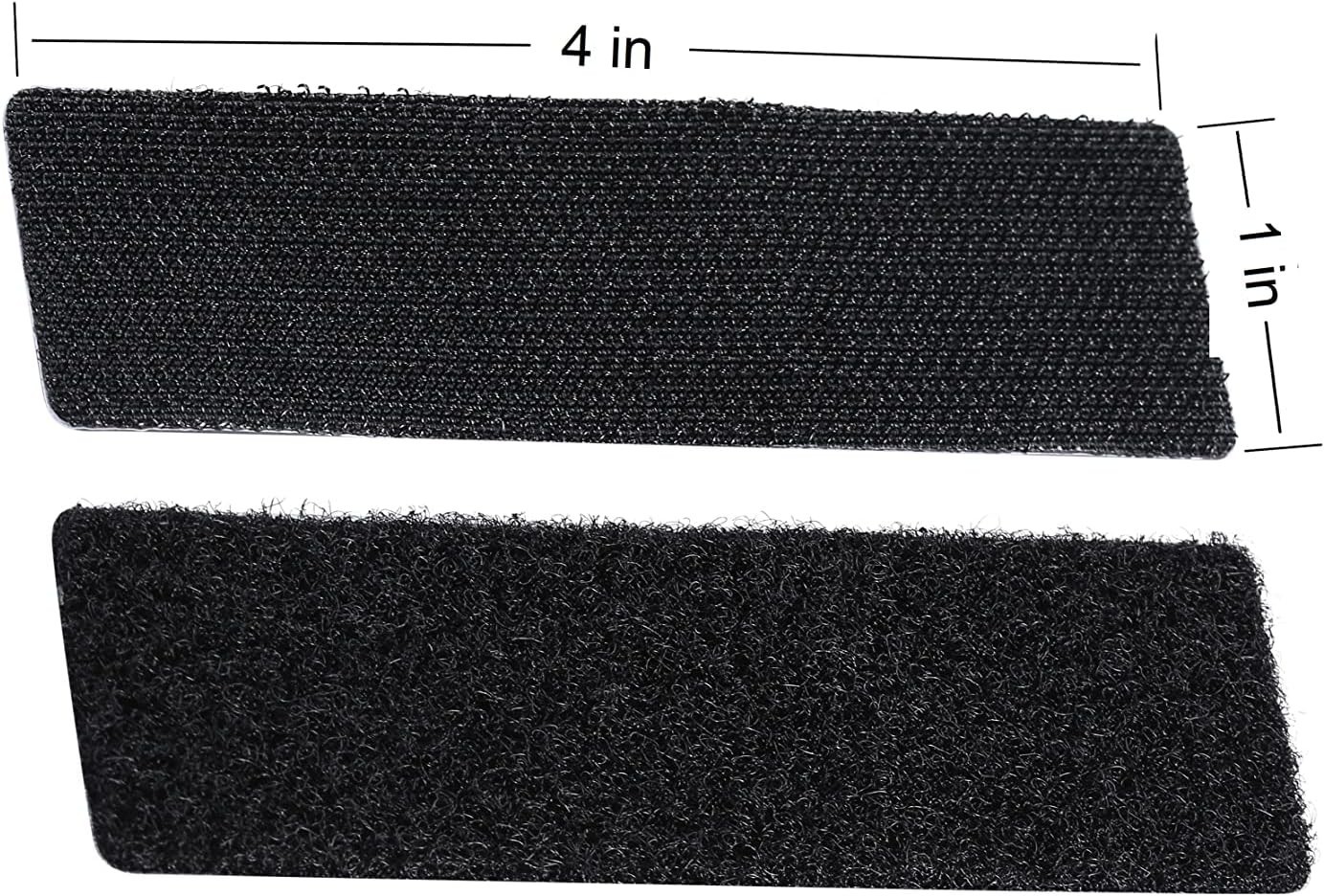 20 Sets Heavy Duty Hook & Loop Adhesive Strips 1x4” Black Sticky Back Fastener