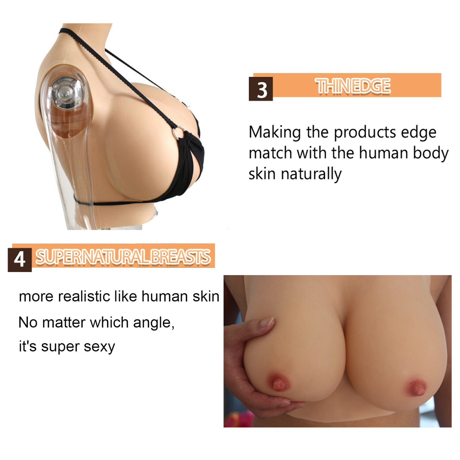 B-H Cup Realistic Breast Forms Silicone Fake Boobs For Crossdresser Drag Queen