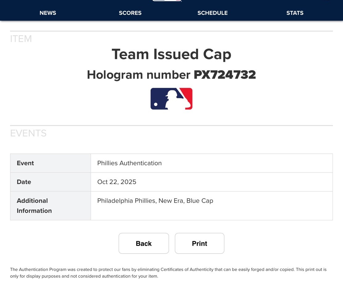 Michael Mercado 2025 Phillies Team / Game Issued Hat - MLB COA