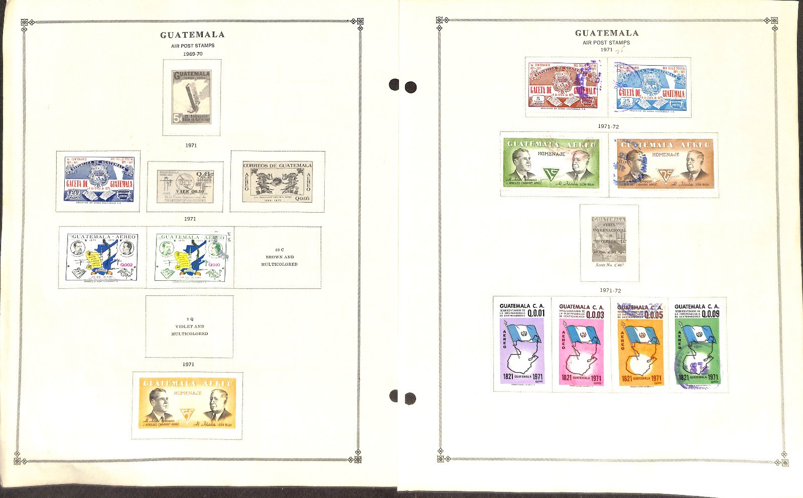 Guatemala Stamp Collection on 50 Scott International Pages, 1871-1976 (BA)