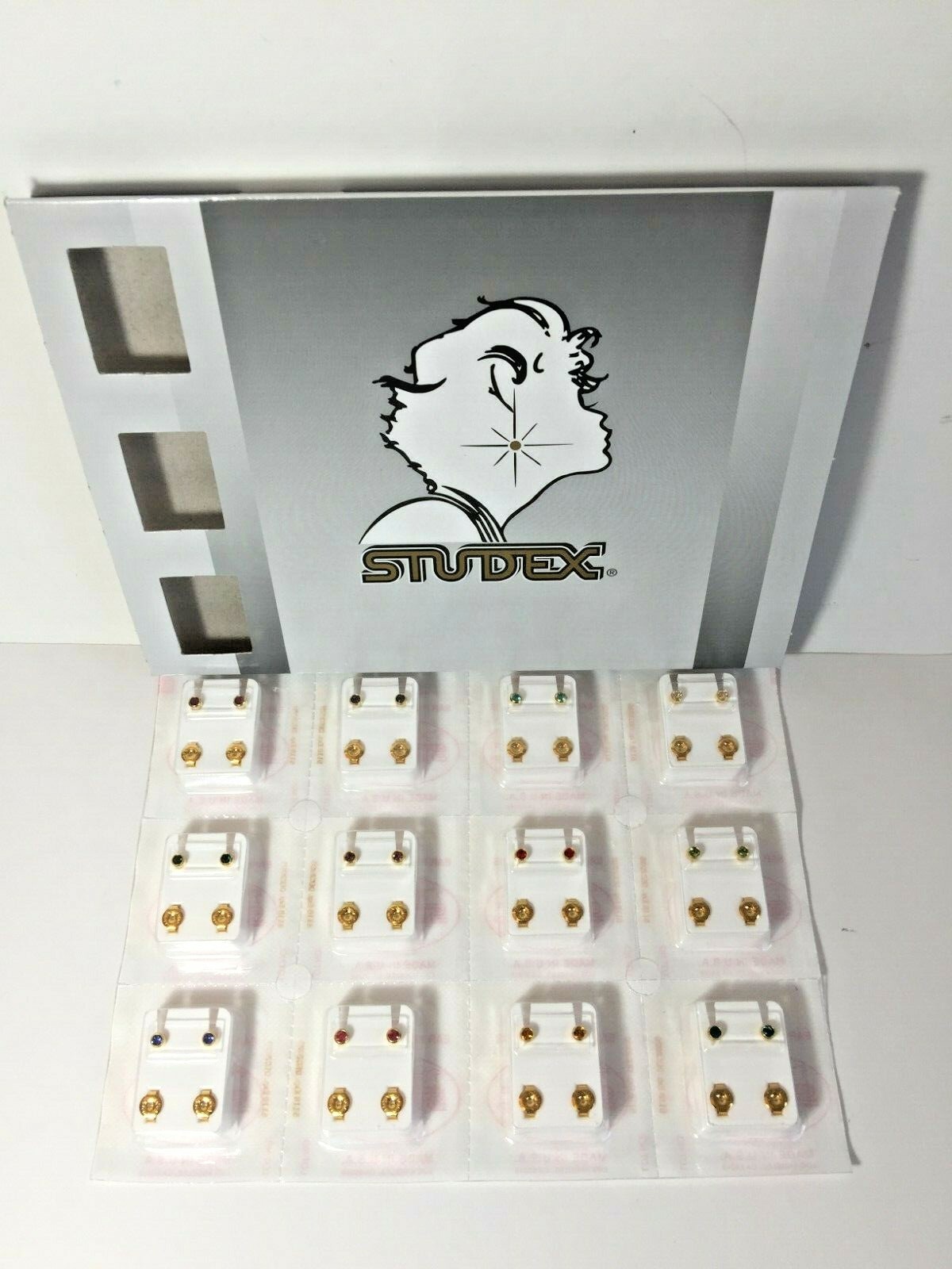 Studex Ear Piercing Earrings 12 Pair 4mm Regular Gold Plated Birthstone R213Y