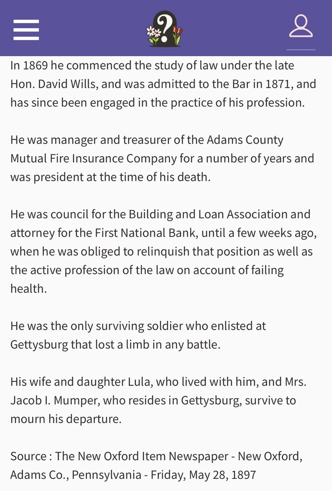 138th PVI Gettysburg Civil War Amputee Jacob Kitzmiller MC Lilley Bill Postcard