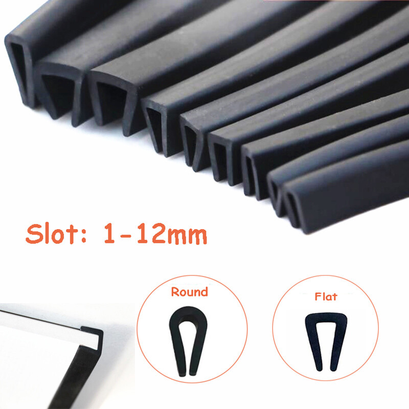 Edging Protection Frame Profile Rubber Trim Seal Flat Round U Shaped Slot 1-12mm