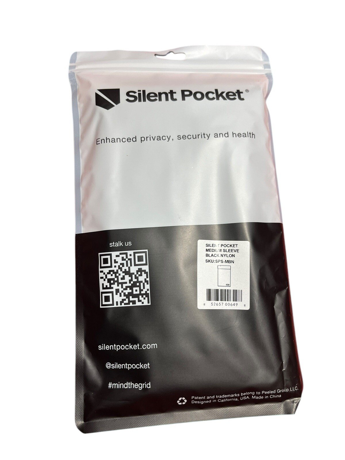 SLNT Silent Pocket Cell Phone Sleeve RF Shield EMF Black Nylon Medium