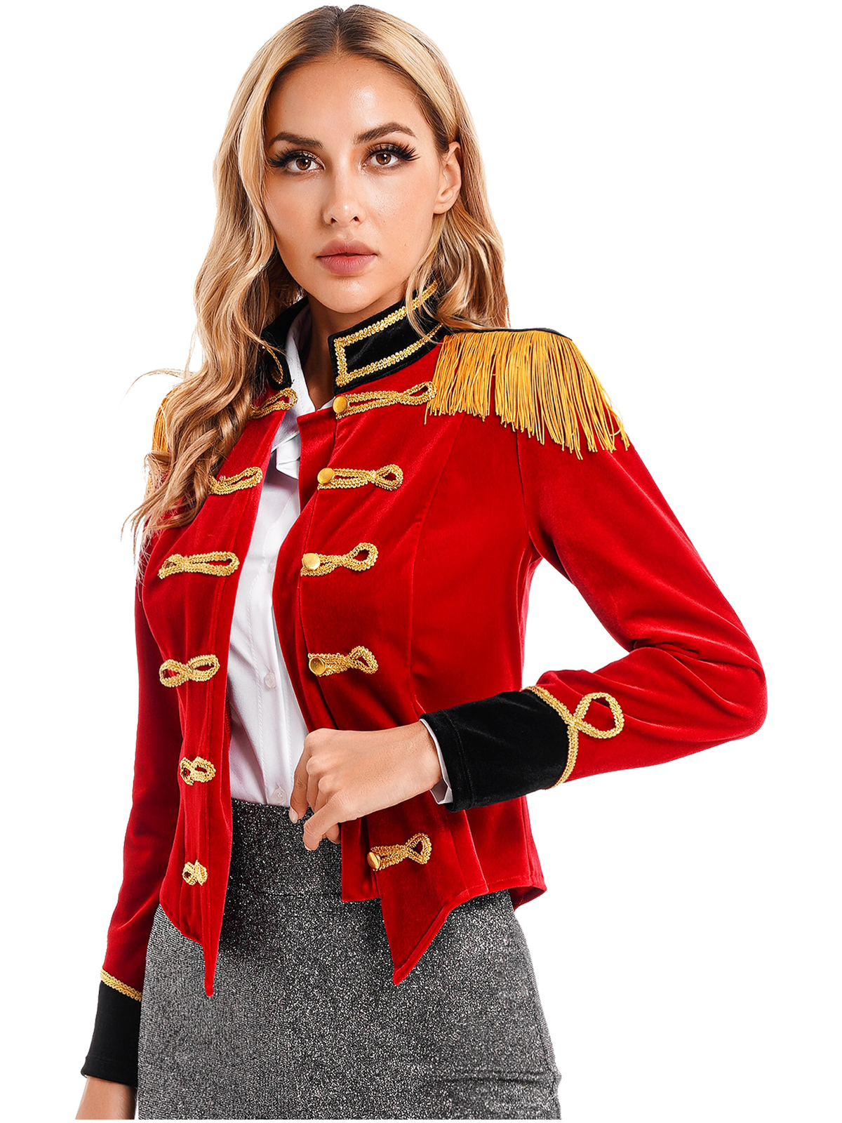 YiZYiF Women Circus Ringmaster Costume Long Sleeve Jacket Coat Halloween Cosplay