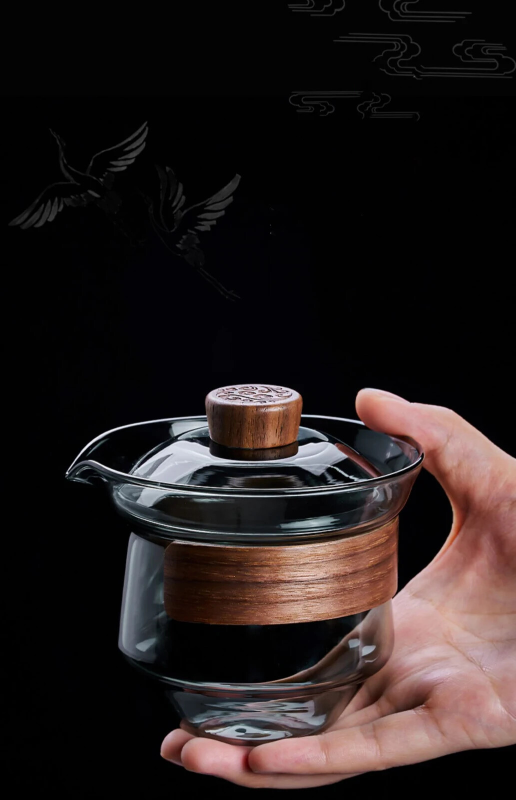 240ml Glass Tureen Transparent Thickening Heat Resistant Teapot Gaiwan Tea Cup