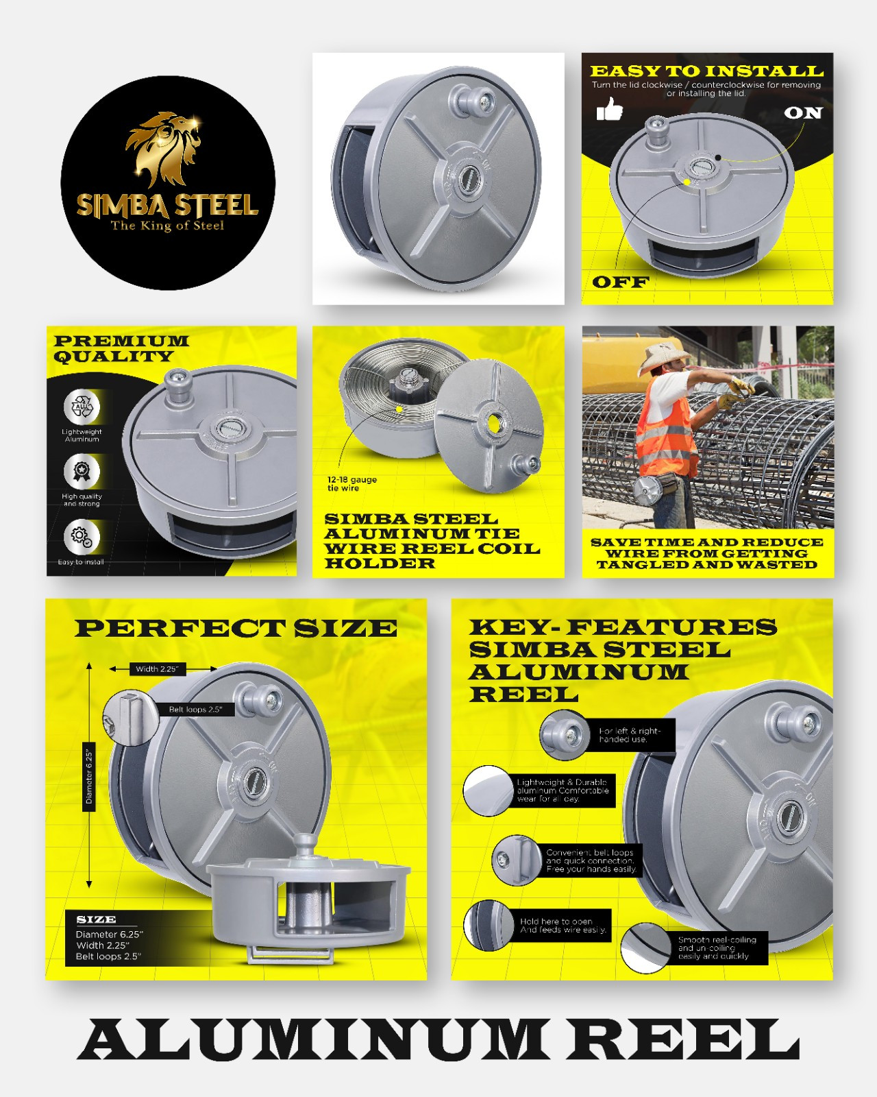 6" Aluminum Tie Wire Reel Coil Uncoil Cord Holder Lightweight High Quality!