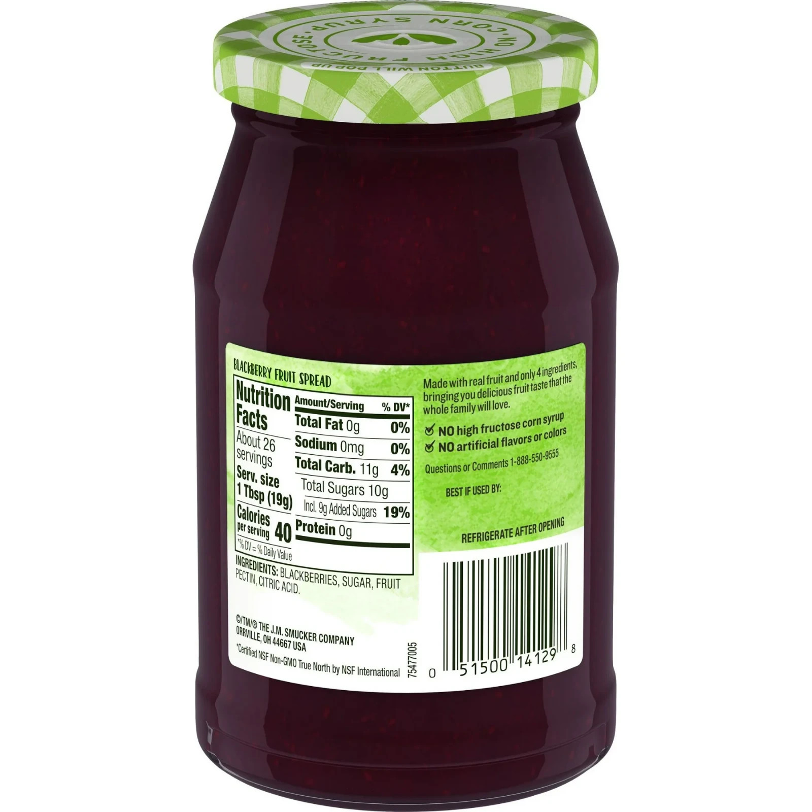 Smucker's Natural Blackberry Fruit Spread, 17.25 oz (2 pack)