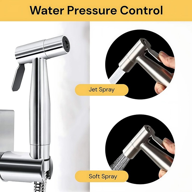 US Toilet Shattaf Adapter Hose Bidet Spray Stainless Steel Handheld Shower Head