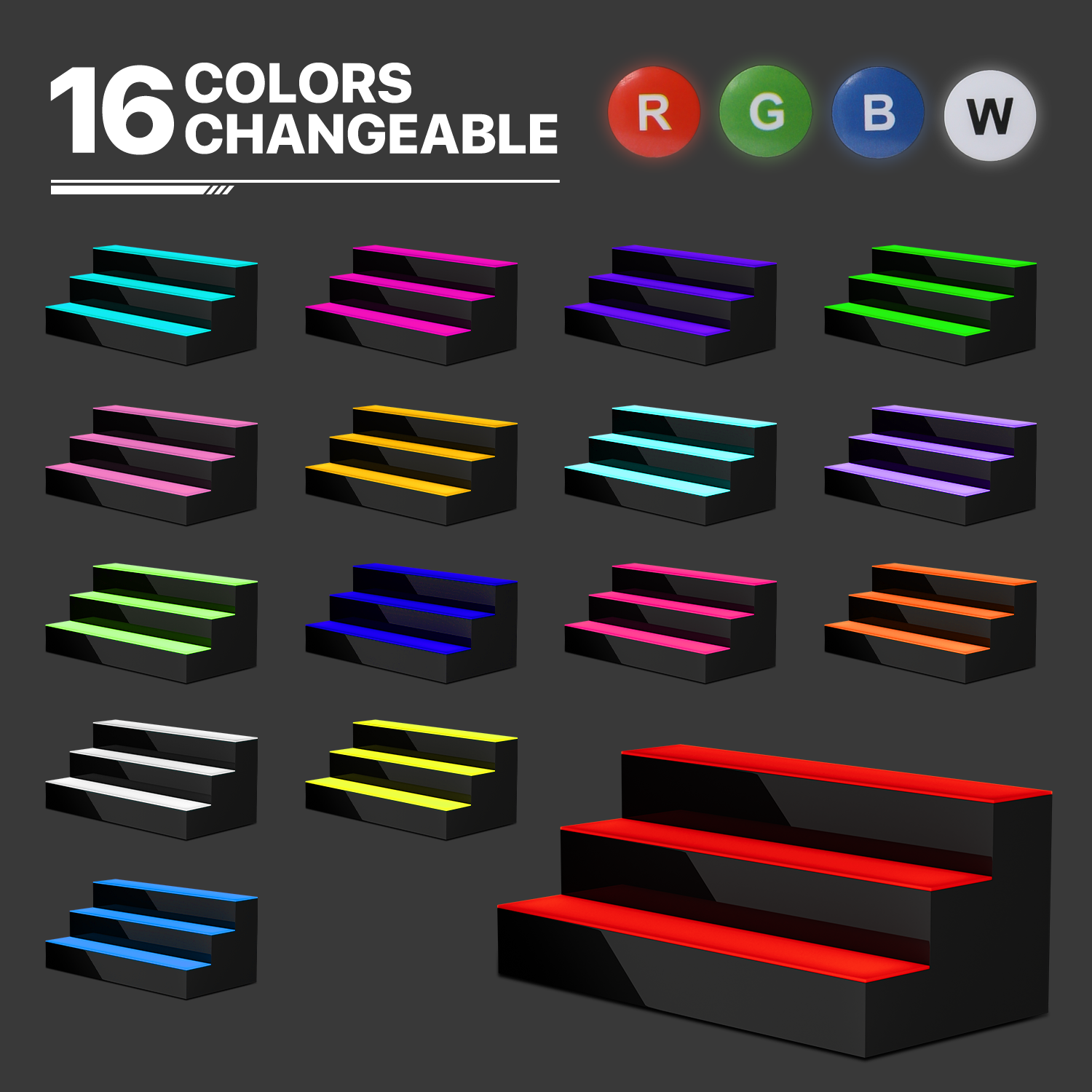 3 Step[REMOTE CONTROL+20 COLORS]LED Lighted 24" Bar Liquor Bottle Display Shelf
