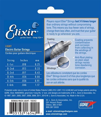*3 SETS ELIXIR NANOWEB 12052 NICKEL PLATED ELECTRIC GUITAR STRINGS LIGHT -10-46*