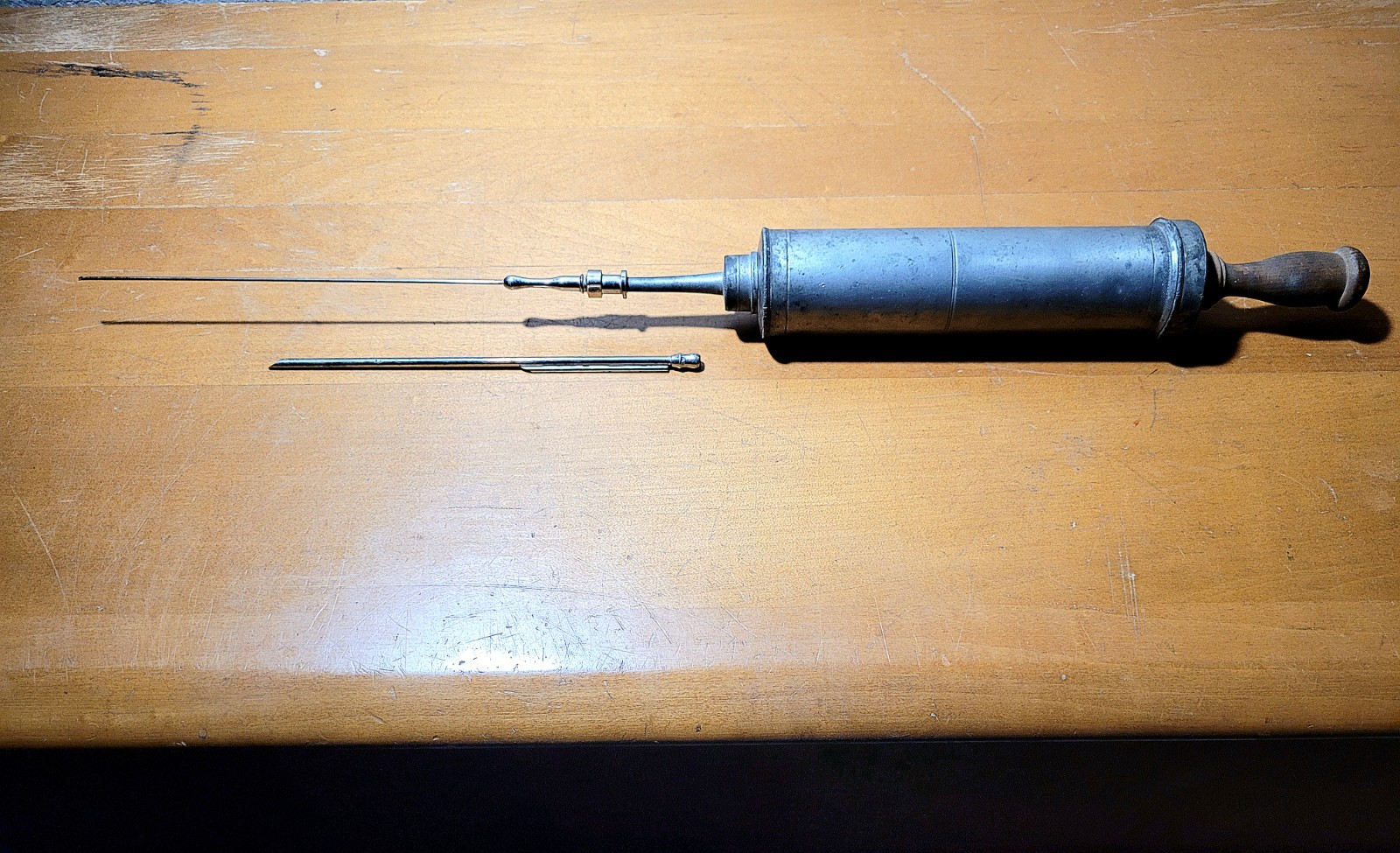 Antique 1830's Pewter Medical Embalming Syringe Medical Oddities Large Needle