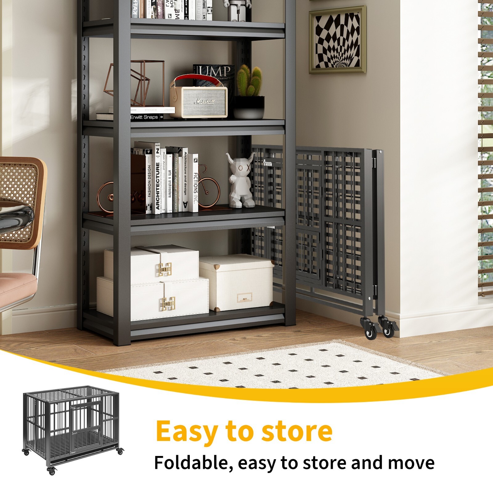 38/43/60 inch Heavy Duty Dog Crate,Folding Dog Kennel No Assembly Indoor