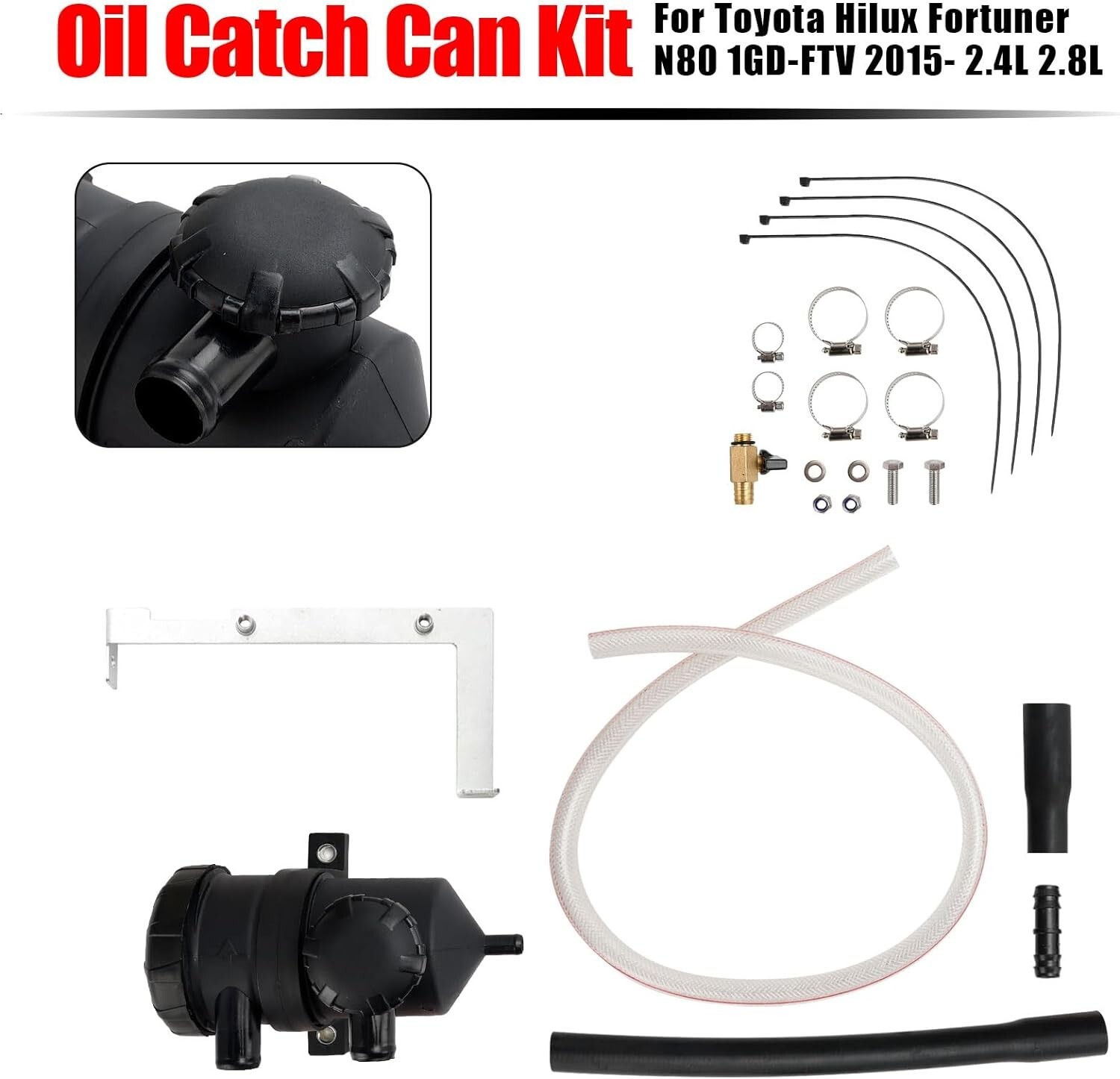Oil Catch Can Kit Fits Toyota Hilux Fortuner 1GD-FTV 2015 2.4L 2.8L OS-PROV-12