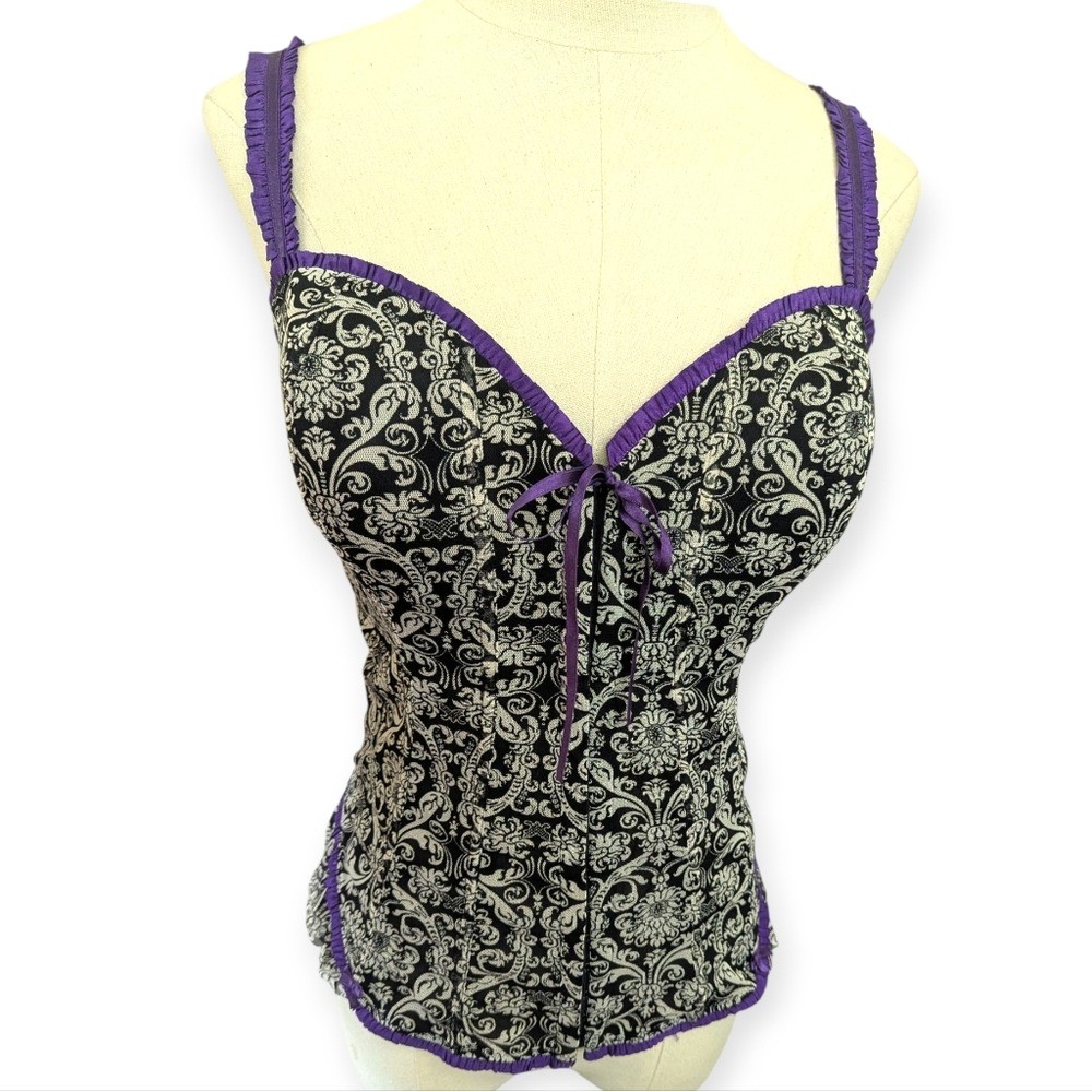Cacique Baroque Mesh Corset Top Romantic Coquette Y2K Whimsigoth 18/20 Plus