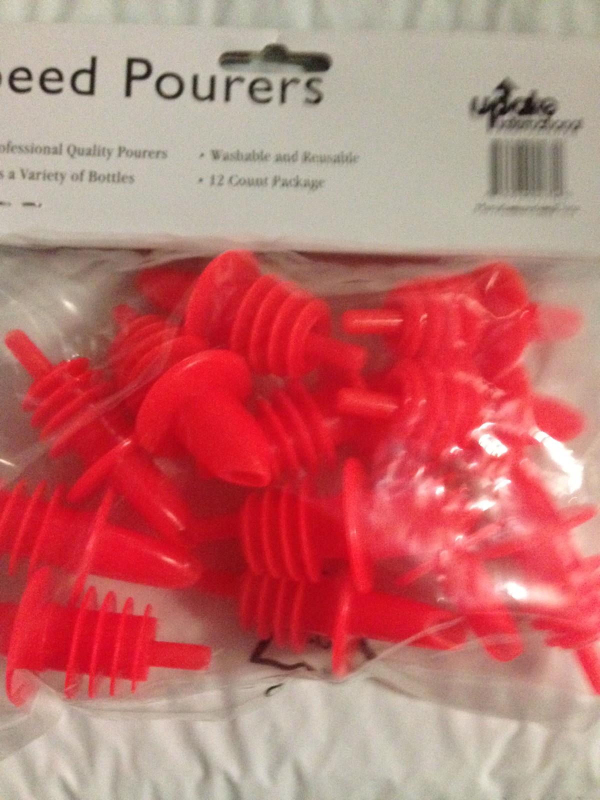 12  FREE POUR LIQUOR BAR BOTTLE POURERS FLUORESCENT RED FREE SHIPPING US ONLY