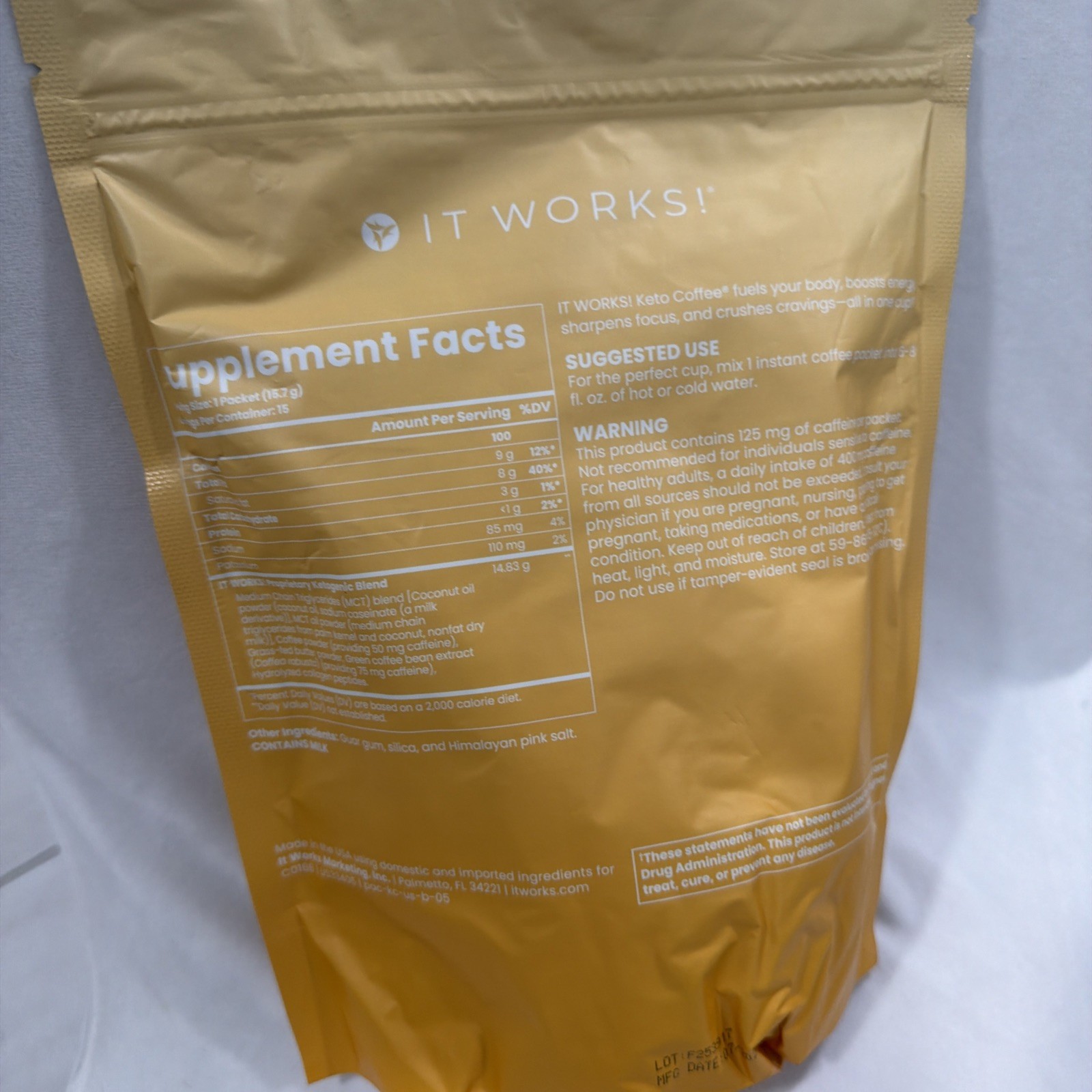 It Works! Keto Coffee- NEW Bag- Presentation, packaging same coffee Exp 2027