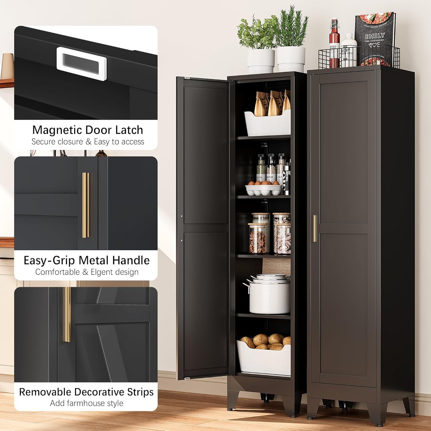Cofar 67" Metal Utility Cabinet Filing Pantry Cabinet with Adjustable Shelves
