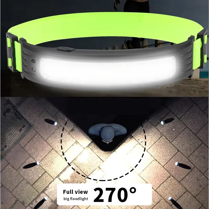 NEW Headlamp COB LED Rechargeable Headlight Torch Work Light Bar Head Band USB